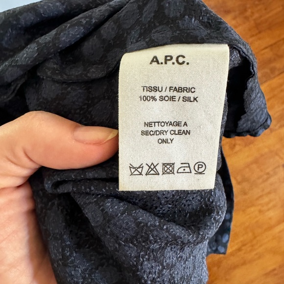 A.P.C. Silk, textured, half button up shirt - size small - Picture 3 of 5